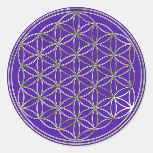 Blume des Lebens / Flower Of Life | silver violet ラウンドシール (正面)