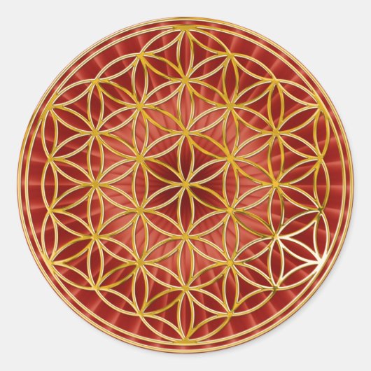 Blume des Lebens | klein red radial BG ラウンドシール (正面)