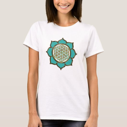 Blume des Lebens Lotus - türkis Tシャツ (正面)