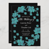 Blume mit türkisfarbenen Blumen 招待状 (正面/裏面)