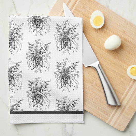 Blume Tangle Art, gezeichnet - Samsung Galaxy Hül キッチンタオル (四つ折り)