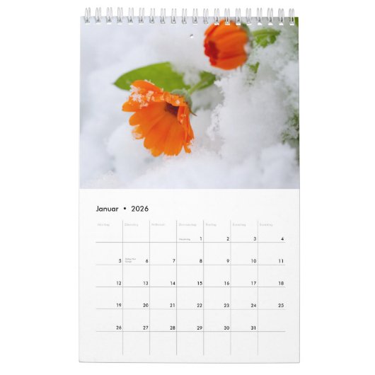 Blumen als kalender カレンダー (1月 2026)