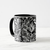 Blumen aus Spitze auf schwarzem Hintergrund マグカップ (正面左)