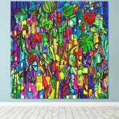 Blumen-Baum im Häusermeer. キャンバスプリント (インサイチュ (ウッドフロア))