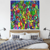 Blumen-Baum im Häusermeer. キャンバスプリント (インサイチュ (寝室))