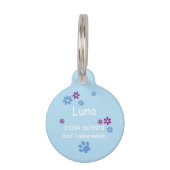 Blumen blau lila | hellblau Haustiermarke ペット　ネームタグ (裏面)