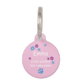 Blumen blau lila | rosa Hundemarke ペット ネームタグ (裏面)