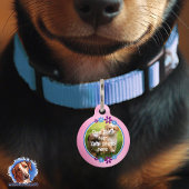 Blumen blau lila | rosa Hundemarke ペット ネームタグ