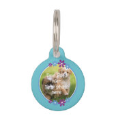 Blumen blau lila | türkis Hundemarke  ペット　ネームタグ (正面)