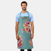 Blumen, Bouquet aqua, bunt  エプロン (着用した状態)