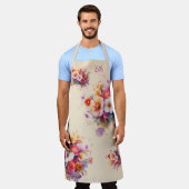 Blumen, bunt, Beige, bouquet, Name oder Monogramm エプロン (着用した状態)