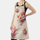 Blumen, bunt, Beige, bouquet, Name oder Monogramm エプロン (インサイチュ)
