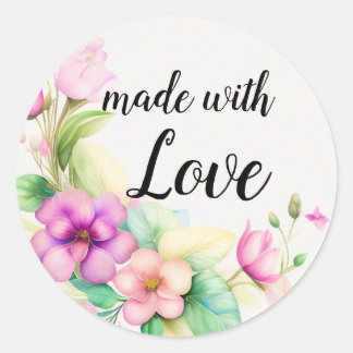 Blumen Halbkranz Aquarellzeichnung ラウンドシール