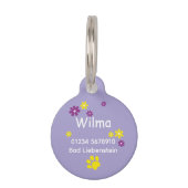 Blumen lila gelb | lila Hundemarke ペット ネームタグ (裏面)