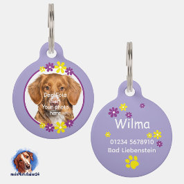 Blumen lila gelb | lila Hundemarke ペット　ネームタグ