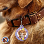 Blumen lila gelb | lila Hundemarke ペット ネームタグ