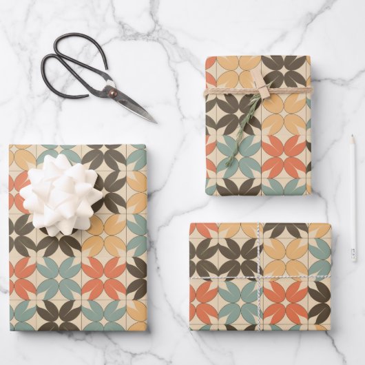 Blumen Muster Geschenkpapier - "Vintage Blossom" ラッピングペーパーシート (正面)