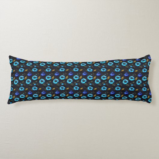 Blumenmuster blaue Blüten ボディピロー (正面)