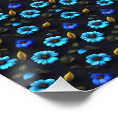 Blumenmuster blaue Blüten ポスター (コーナー)