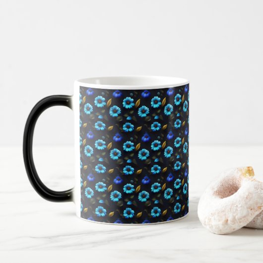 Blumenmuster blaue Blüten モーフィングマグカップ (ドーナツ)
