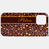 Blumenmuster braun orange Case-Mate iPhoneケース (裏面 (横))