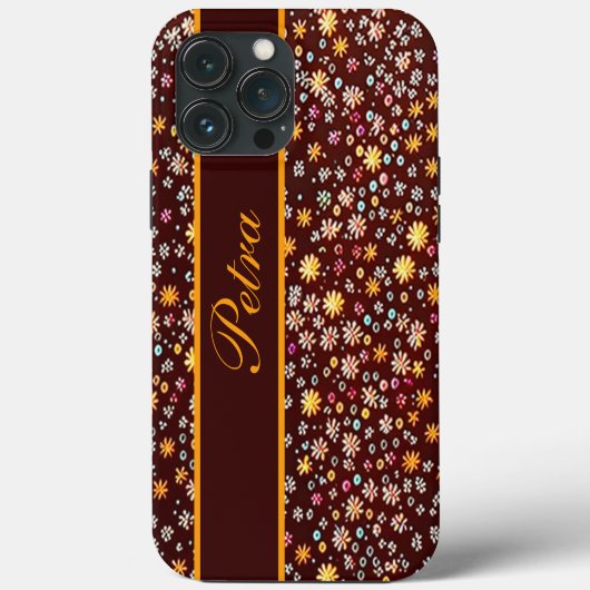 Blumenmuster braun orange Case-Mate iPhoneケース (裏面)