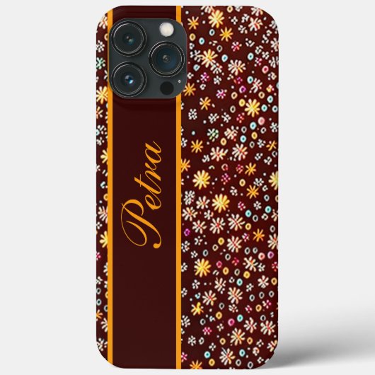 Blumenmuster braun orange Case-Mate iPhoneケース (裏面)