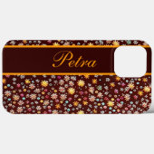 Blumenmuster braun orange Case-Mate iPhoneケース (裏面 (横))