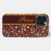 Blumenmuster braun orange iPhoneケース (裏面横)