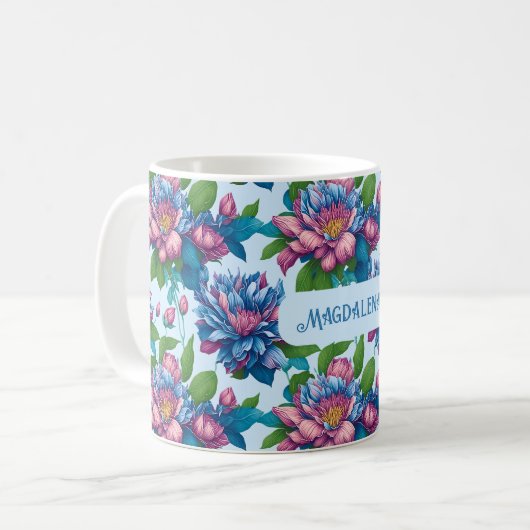 Blumenmuster: Dahlienzauber -  コーヒーマグカップ (正面左)