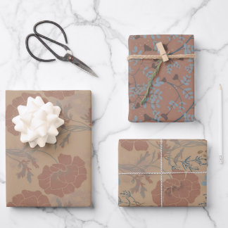 Blumenmuster, Mocha mousse Farbe ラッピングペーパーシート