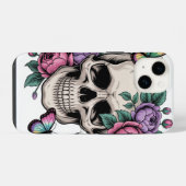 Blumenschädel Handyhülle Kunstvolle Ästhetik iPhoneケース (裏面横)