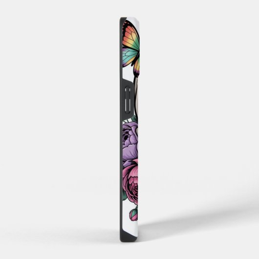 Blumenschädel Handyhülle Kunstvolle Ästhetik iPhoneケース (右側面)