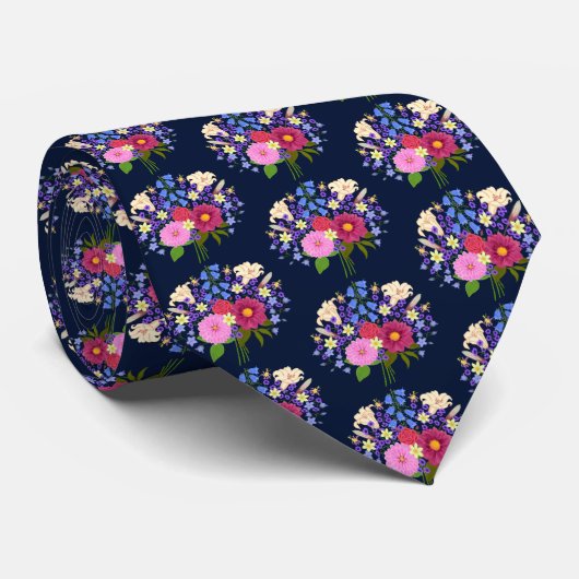 Blumenstrauss Dark Blue ネクタイ (ロール)
