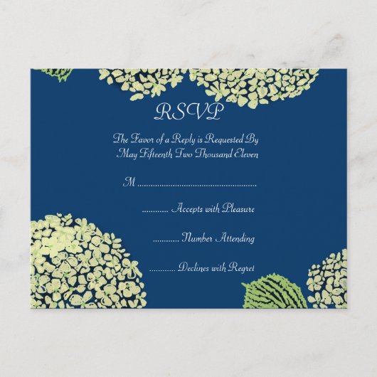 Blurberry Hydrangea RSVPポストカード インビテーションポストカード (正面)