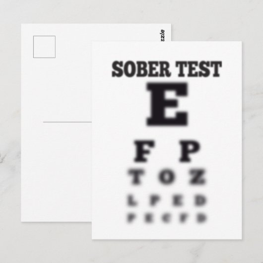 Blurry Eye Chart Drunk Test Sober ポストカード (正面/裏面)