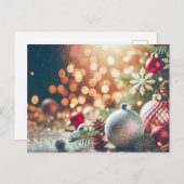 Blurry Glitter Background with Ornaments Christmas ポストカード (正面/裏面)