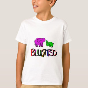 blurtsoのロゴの緑およびピンク tシャツ