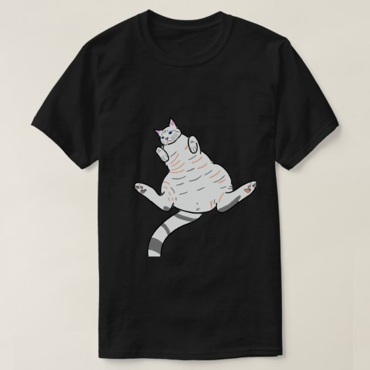 Blusa masculina preta gatinho branco tシャツ (デザイン正面)