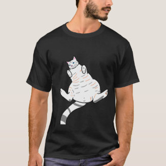 Blusa masculina preta gatinho branco tシャツ