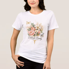 Blusa Oversize Blanca Mujer con Flores Elegantes  トライブレンドＴシャツ