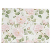 Blushピンクの白い花のブライズシャワー ラージペーパーバッグ (裏面)