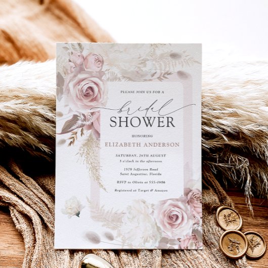 Blush  ダスティーローズ フラワーブライダルシャワー 招待状