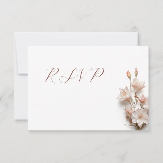 Blush 3D Boho Flowers Wedding 出欠カード (裏面)