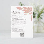 Blush Abstract Tropical Floral Leaf Wedding  エンクロージャーカード (スタンド正面)