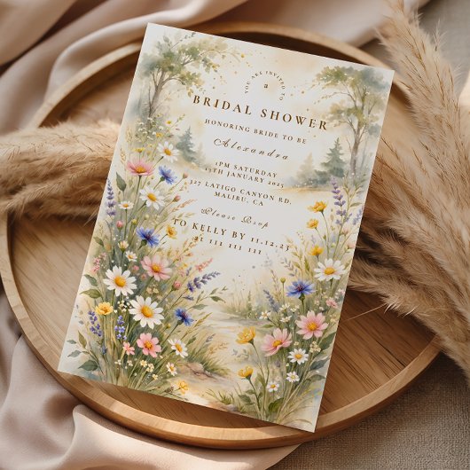 Blush And Blue Meadow Bridal Shower 招待状