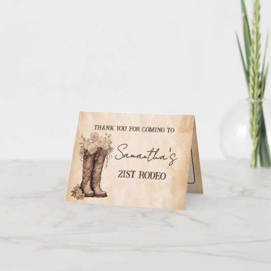 Blush and Boots 21st Birthday Thank you card サンキューカード (正面)