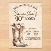 Blush and Boots 40th Rodeo Western Birthday アクリル招待状 (正面)
