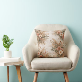 Blush and Cream Boho Pampas Bouquet クッション