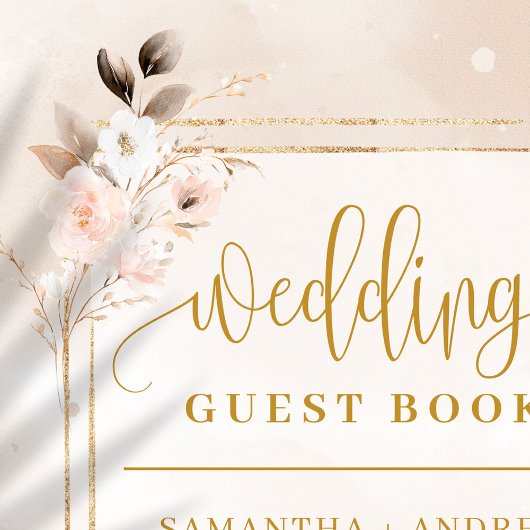 Blush and Gold Boho Fall Floral Wedding Guest Book ゲストブック